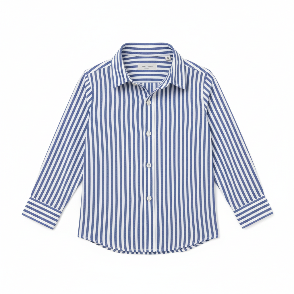 Boys Striped Button-Down Shirt with classic vertical stripes