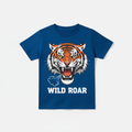 Boys Blue Tiger T-Shirt flat lay on white background