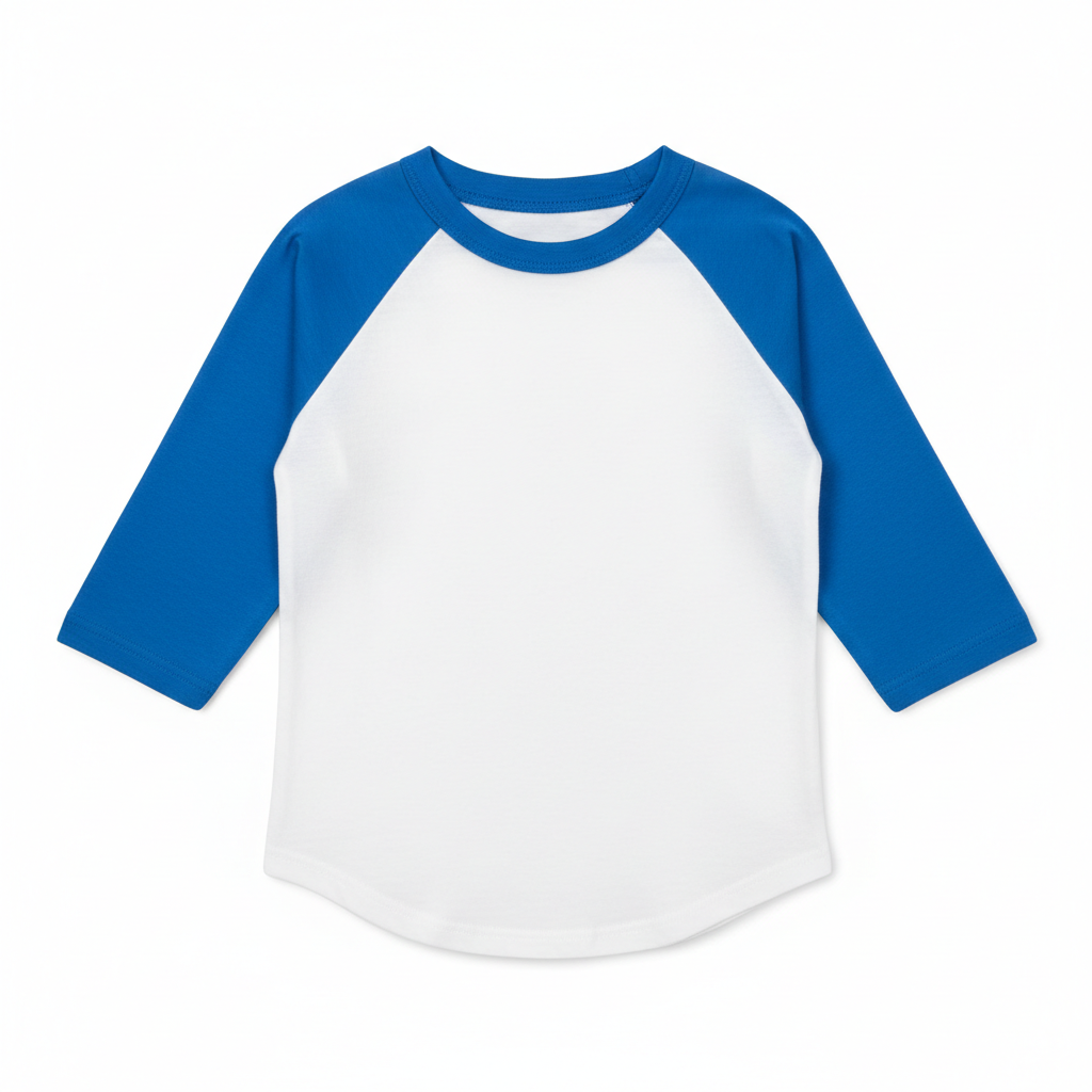 Boys Raglan Baseball Shirt with white body and contrasting colored sleeves
