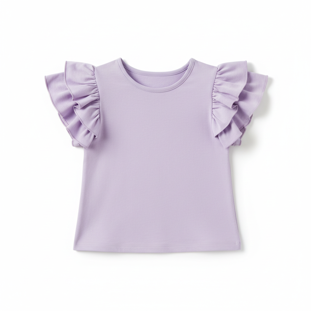 Girls Ruffle Sleeve Top in pastel color with cute ruffled sleeves