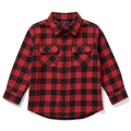 Boys Plaid Flannel Shirt in red and black plaid pattern