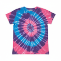 Girls Tie-Dye Tee with colorful spiral pattern in pink, purple, and blue